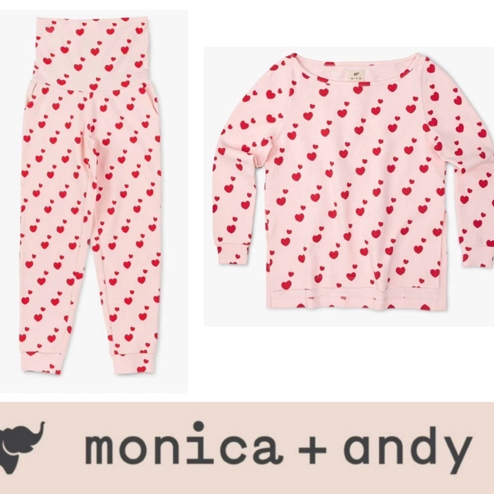 Monica + Andy Maternity hearts print pajamas - S -